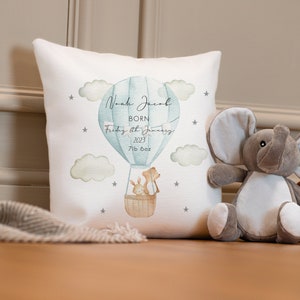Personalised New Baby Cushion - Jungle Nursery Cushion - Personalised Boy&#39;s Cushion - Lion Cushion - Personalised Baby Boy Gift - Lion Decor
