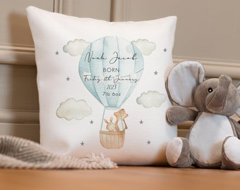 Personalised New Baby Cushion - Jungle Nursery Cushion - Personalised Boy's Cushion - Lion Cushion - Personalised Baby Boy Gift - Lion Decor