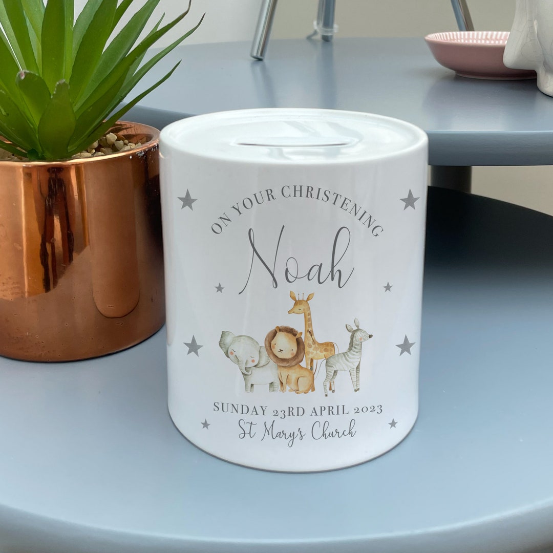 Personalised Christening Money Box Personalised Money Box Etsy