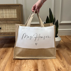 Personalised Teacher Bag - Personalised Teacher Bag - Teacher Gift - Teacher Gifts - Thank You Teacher Gift - Jute Lunch Bag - Teachers Style 6