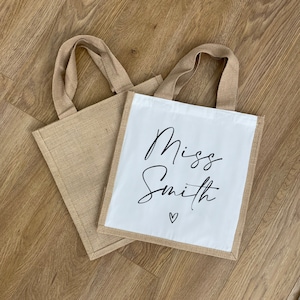 Personalised Teacher Bag - Personalised Teacher Bag - Teacher Gift - Teacher Gifts - Thank You Teacher Gift - Jute Lunch Bag - Teachers Style 1