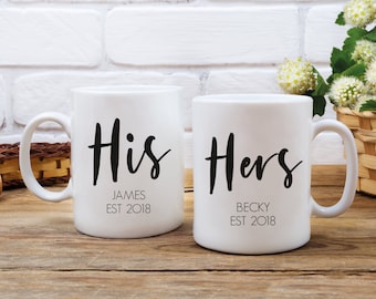 Personalisierte Seine & Ihrs-Tassen - Personalisierte Valentinstag-Becher - Mr und Mrs-Tassen - Valentinsgeschenk - Jahrestagsgeschenke