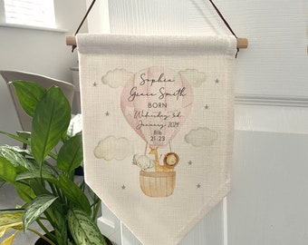 Personalised New Baby Flag - New Baby Gift - Nursery Decor - Baby Gifts - Jungle Baby Gift - Personalised Baby Gifts - New Baby