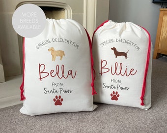 Personalised Christmas Sack For Dogs - Personalised Dog Christmas Sack - Dog Christmas Gifts - Pet Christmas Stocking - Dog Christmas Gifts