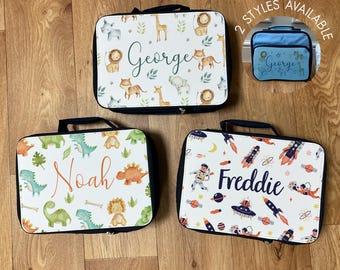 Personalised Lunch Box & Water Bottle Set - Kids Lunch Bag - Boys Lunch Box - Kids Water Bottles - Dinosaur Lunch Box - Space Lunch Box