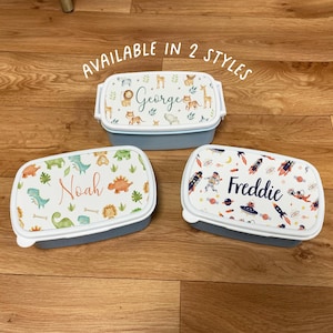 Boîte à collation personnalisée - sac à lunch pour enfants - boîte à lunch pour garçons - boîte à lunch jungle - boîte à lunch espace - boîte à lunch dinosaure - pot à collation