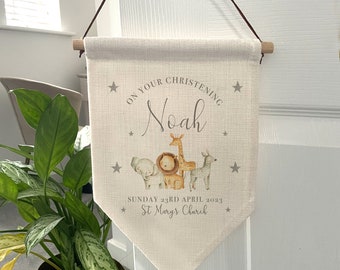 Personalised Christening Gift - Christening Flag - Baptism Gifts - Baby Boy - Baby Girl - Christening Decorations - Christening Cards