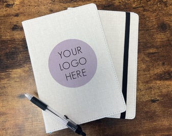 Personalised Logo Notebook - Your Logo Notebook - Corporate Notebooks - Company Logo Linen Notebook - New Business Gift - Your Logo Here