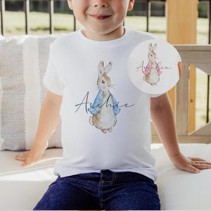 Camiseta de Pascua personalizada - Traje de Pascua infantil - Regalos de Pascua personalizados - Canasta de Pascua - Camiseta de conejo de Pascua - Camiseta de conejo de Pascua - Huevos imagen 2