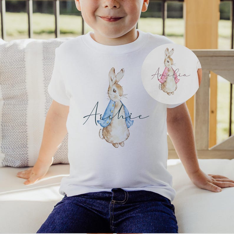 Camiseta de Pascua personalizada - Traje de Pascua infantil - Regalos de Pascua personalizados - Canasta de Pascua - Camiseta de conejo de Pascua - Camiseta de conejo de Pascua - Huevos imagen 2