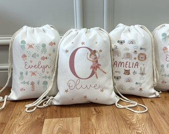 Bolsa de cordón personalizada - Bolsa de escuela para niños - Bolsa de gimnasio personalizada - Bolsa de natación - Regreso a la escuela - Bolsa de cordón para niños - Bolsa de PE - Kit