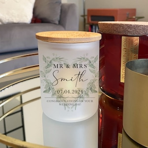 Barattolo portacandele nuziale personalizzato - Candela Mr & Mrs - Regalo di nozze - Regali di nozze - Regalo di nozze per coppia - Bomboniera di nozze - Decorazione