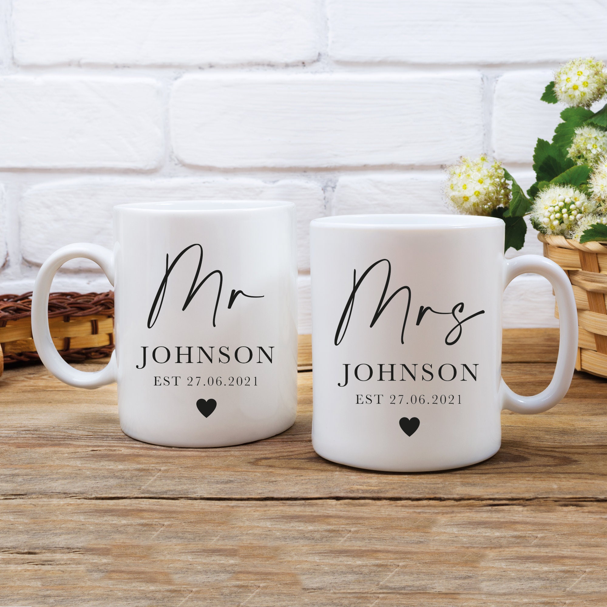  Juego de tazas personalizadas para parejas de Mr & Mrs