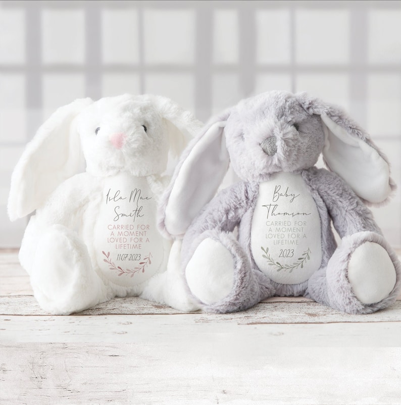Personalised Baby Loss Bunny Miscarriage Teddy Still Born Gifts Baby Memorial Keepsake Baby Loss Keepsake Angel Baby Memorial image 1