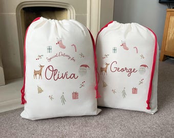 Personalisierter Weihnachtssack - Personalisierter Familien-Weihnachtssack - Personalisierter Weihnachtsspielzeug-Sack - Personalisierte Weihnachtsdekoration
