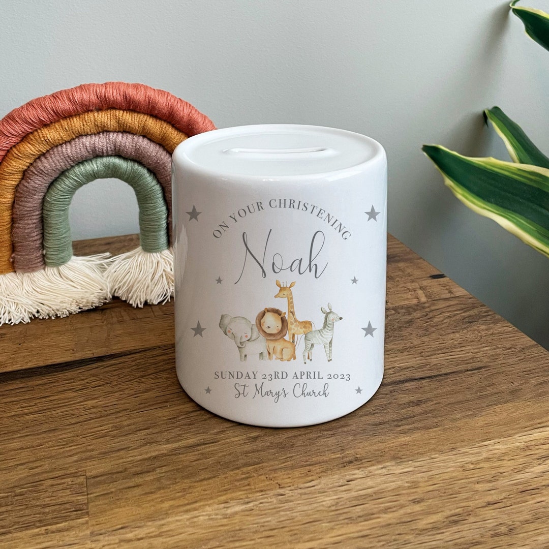 Personalised Christening Money Box Personalised Money Box Christening