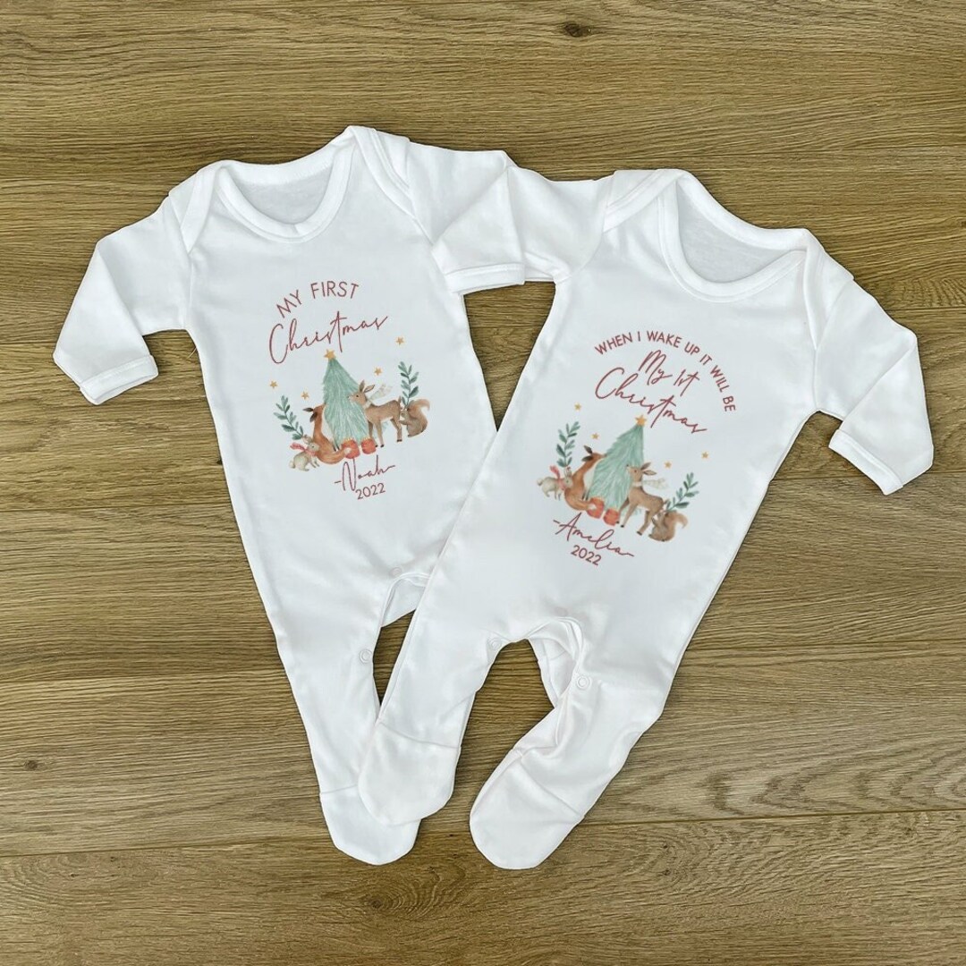 Personalised First Christmas Eve Pyjamas First Christmas Onesie Baby's