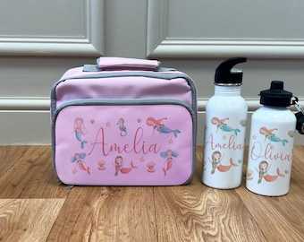Personalised Lunch Box Water Bottle Set Kids Lunch Bag Girls