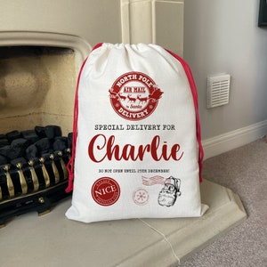 Personalised Christmas Sack - Personalised Santa Sack - Personalised Christmas Toy Sack - Special Delivery Christmas Decorations -Santa Mail