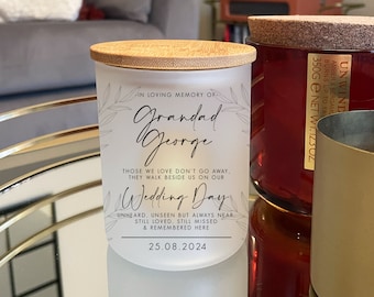 Bougie commémorative de mariage personnalisée - Pot commémoratif en verre dépoli