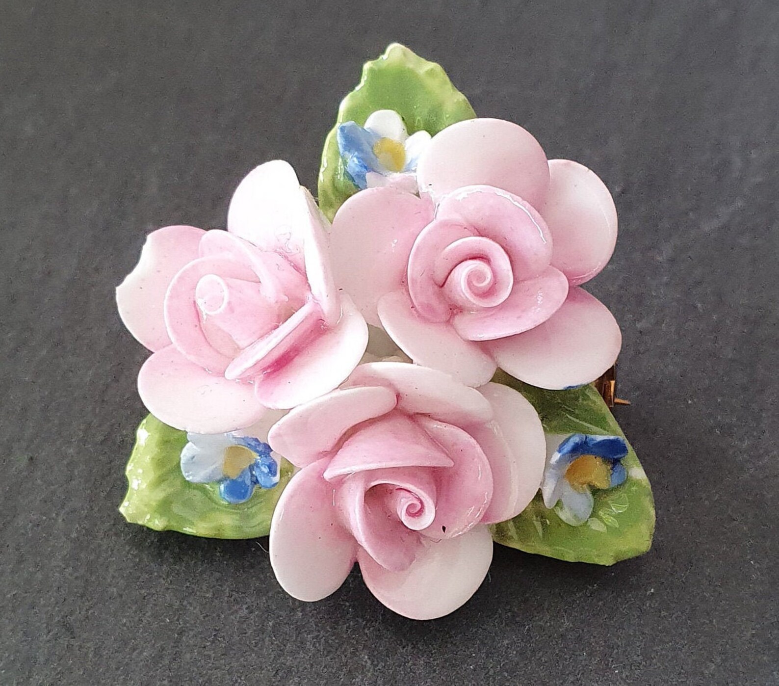 Vintage Coalport China Floral Brooch Etsy