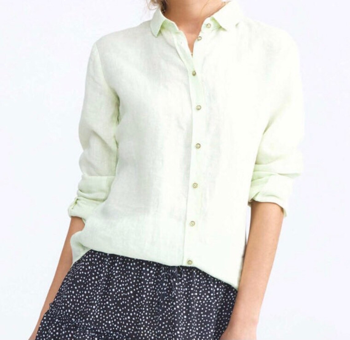 Womens Classic linen button up shirt white linen shirt Etsy