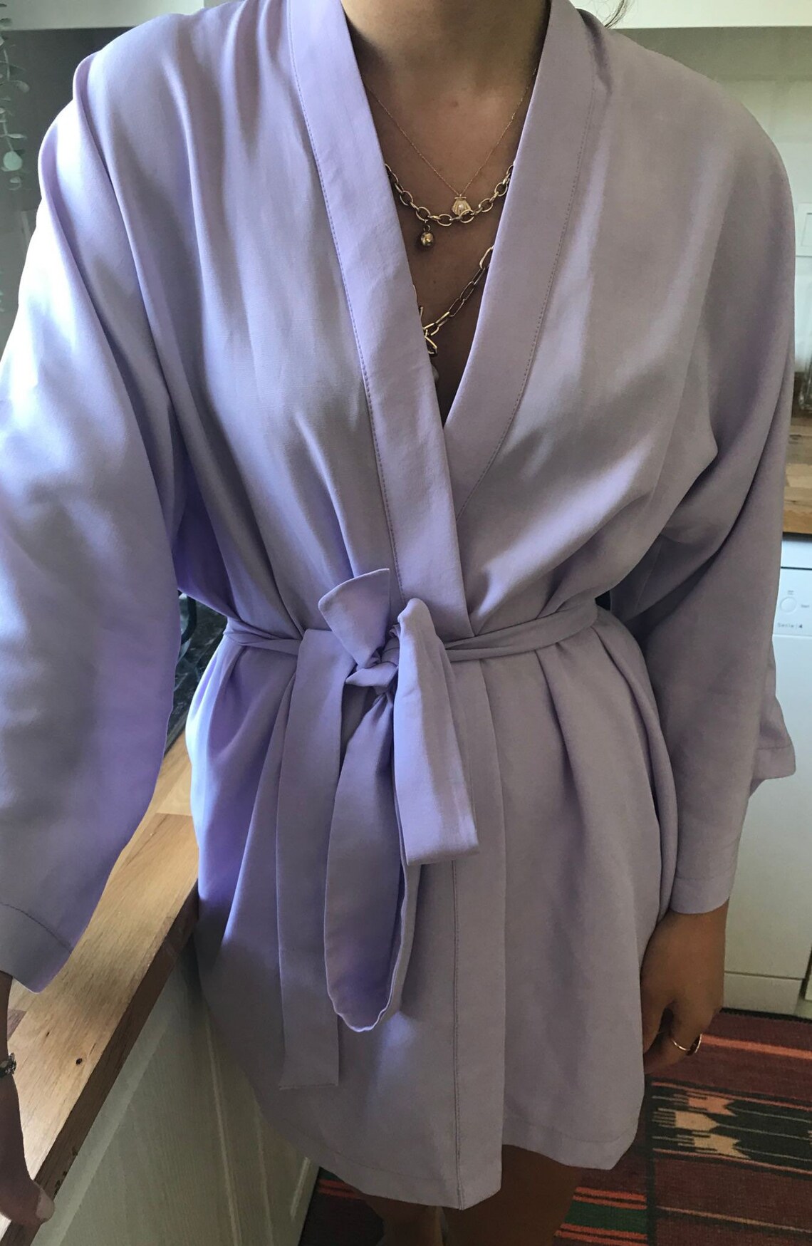 mauve bathrobe