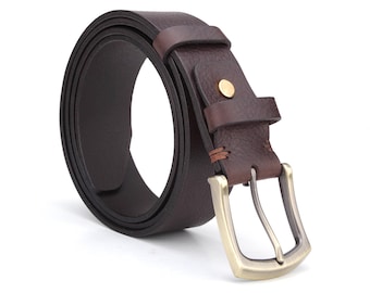 Handmade Italian Leather Belt: Solid Brass Buckle, Classic Brown