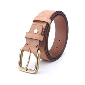 Classic brown belt, men’s leather belt, Italian vegetable tanned leather, French solid brass buckle, Personalized leather mens belt
