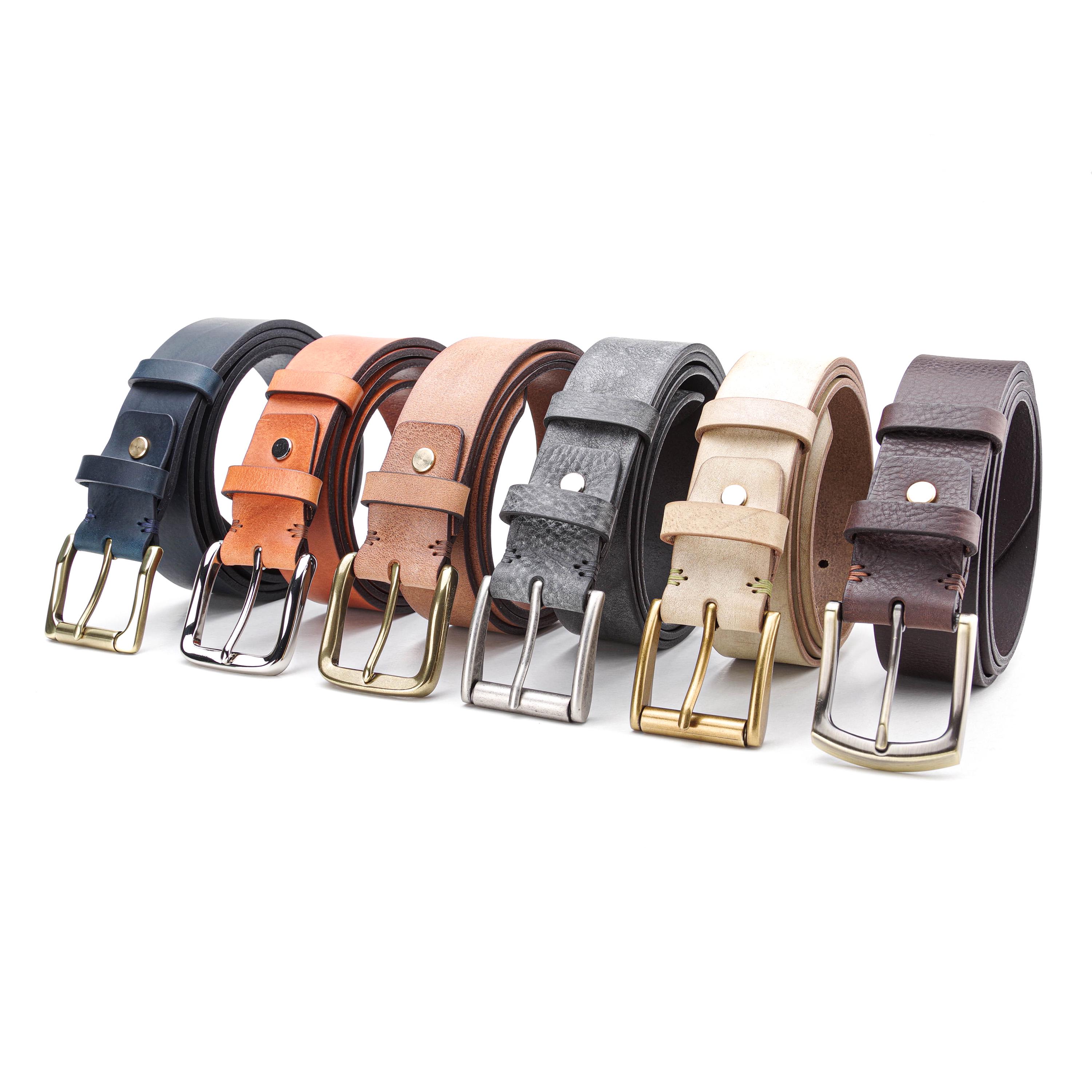 Brown Genuine Leather Multi Colored Made in Italy Solid Brass Belt Size Large BELTLEY 100% Full-Grain Leather with Solid Brass Buckle in  main image 3