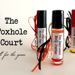 The Foxhole Court perfume triple pack, All for the Game cologne, AFTG fragrance, Kevin Day, Neil Josten, Andrew Minyard, bookish scent,