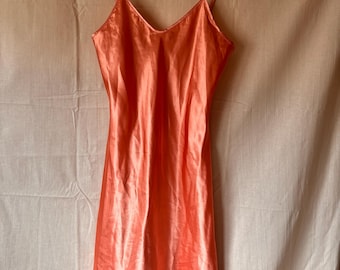 Coral Satin Slip Dress – 90s Y2K Minimalist Style