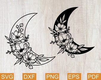 Moon Flowers Svg Etsy
