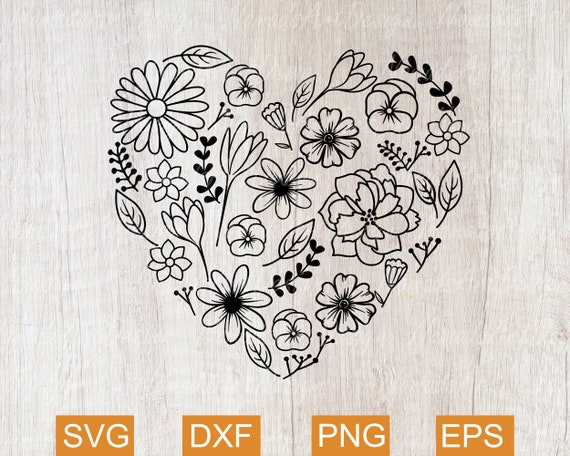 Flower Heart Svg Heart Svg for Cricut Heart Wreath Svg Cut - Etsy UK
