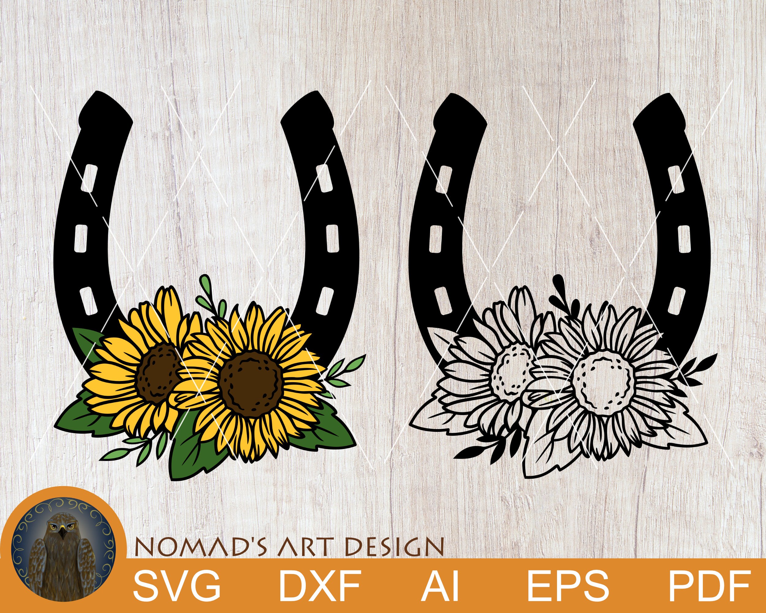 Horseshoe Svg Horseshoe With Sunflowers Svg Horseshoe Flower Etsy