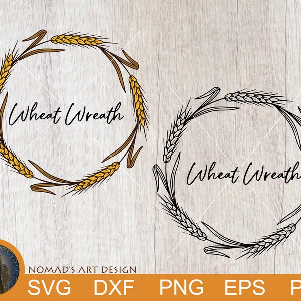 Wheat Wreath Svg, Thanksgiving Svg, Grain Wreath Svg, Circle Monogram Svg, Fall Wreath Svg, Harvest Svg, Fall Svg, Wheat Autumn Wreath Svg