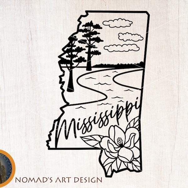 Mississippi Svg, Magnolia Svg, Mississippi Scene Svg, Cut files for Cricut, Mississippi State Sublimation Design, Mississippi T-shirt Png