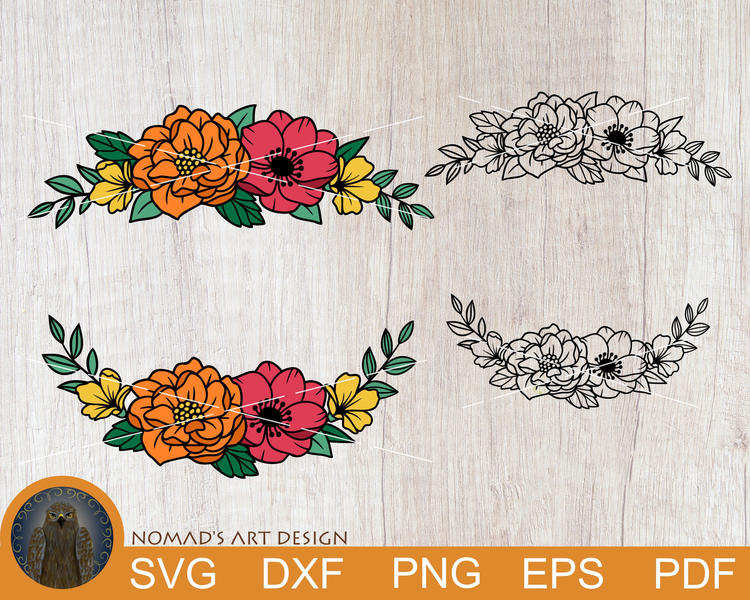 Flower Border Svg Floral Border Svg Flowers Cut File Floral - Etsy