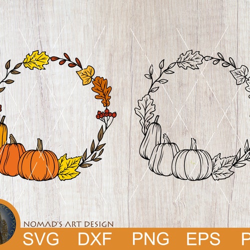 Fall Wreath SVG Pumpkin Svg Fall Leaves Svg Thanksgiving - Etsy