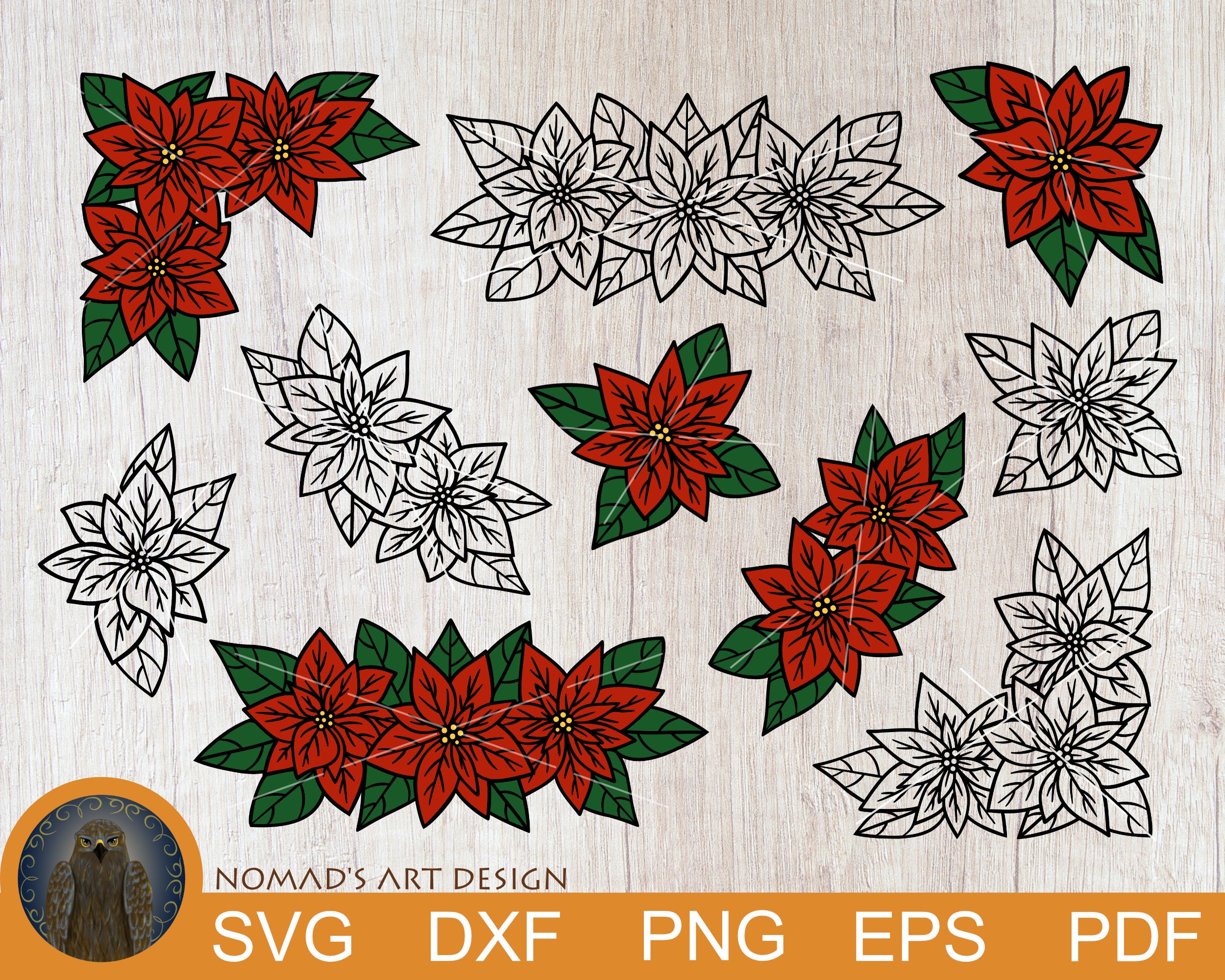 Poinsettia Svg Christmas Border Svg Christmas Flower Svg  Etsy