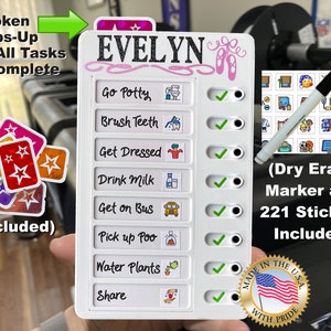 CHORE CHART with REWARD! Dry-Erase, Color Graphics, Chore Board, Sliding Routine Chart, Task List, Chore Board, Chore Checklist, Magnetic