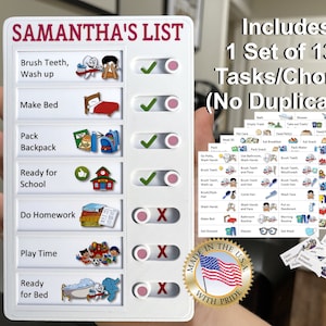 REPLACEABLE CHORES CHECKLIST, Individually Replaceable Chores, Chore Chart, Task Board, Daily Routine, Daily Tasks - Magnetic