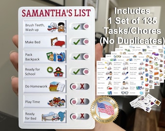 REPLACEABLE CHORES CHECKLIST, Individually Replaceable Chores, Chore Chart, Task Board, Daily Routine, Daily Tasks - Magnetic