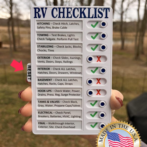 RV CHECKLIST - 10 Item Slots, Resettable, Customizable, Built to Last