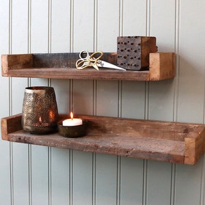 B-stock Grimaud wall shelf, wooden shelf, wall shelf, shelf, made of old wood, rustic, shabby chic, vintage