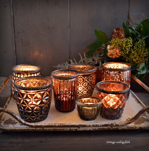 Tea Light Holder, Lanterns, Candle Holder in Vintage Style, for