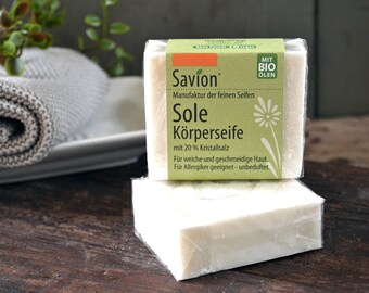 Savion Gesichtsreinigungsseife Sole, reines Naturprodukt, vegan, Bioseife, nachhaltig, nur natürliche Inhaltsstoffe, für das Gesicht, Salz