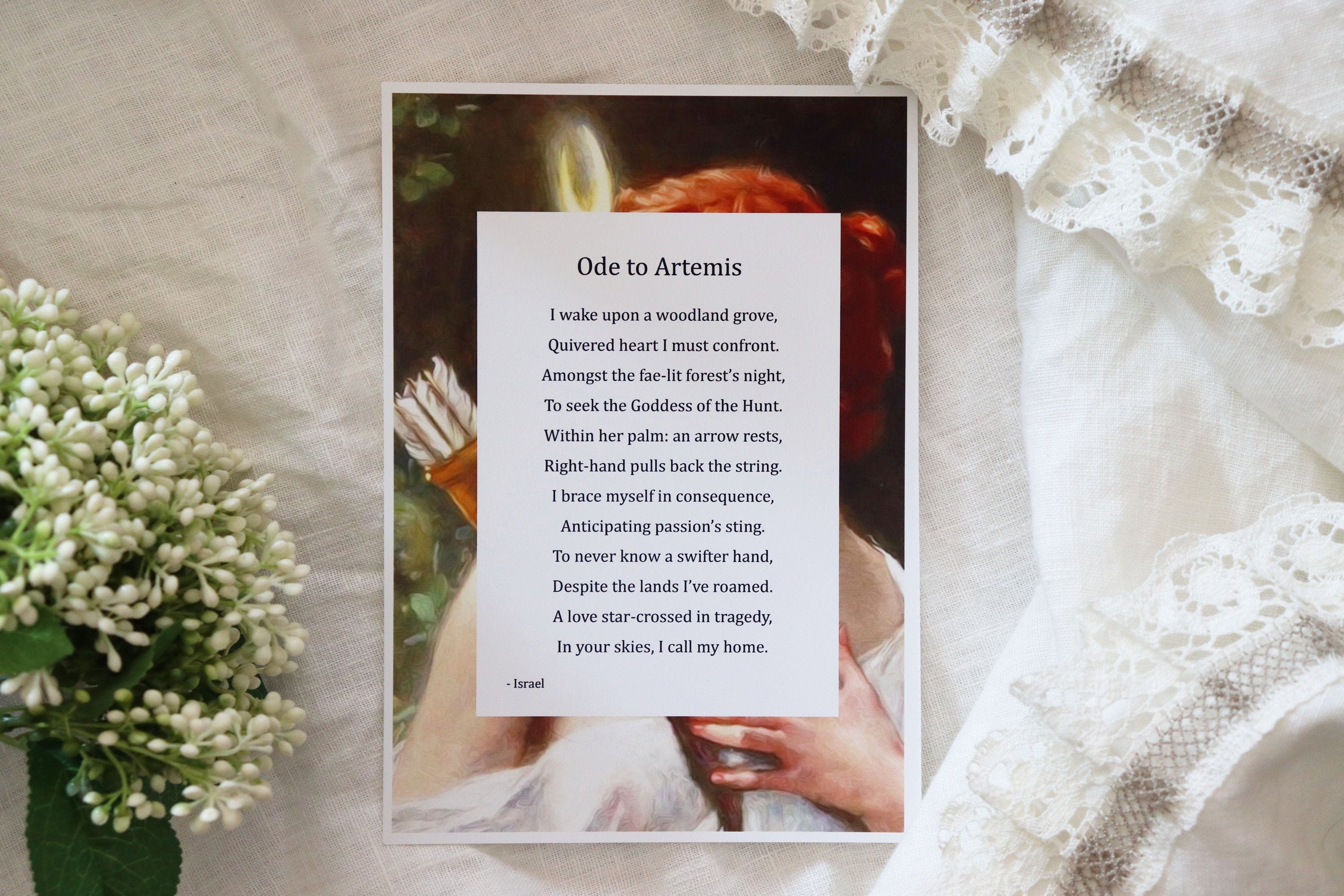 Ode to Artemis Greek Mythology Goddess Poem A5 Unframed Etsy