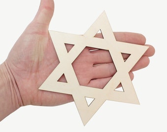 Wooden Star Of David Cutout (15cm), Embellishments Blank Shape Craft Decoration Wood Cut Out MD0193