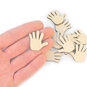 10 pezzi Mini mani in legno (3 cm) Forme, decorazione per etichette artigianali, abbellimenti, decoupage, taglio laser MD0013